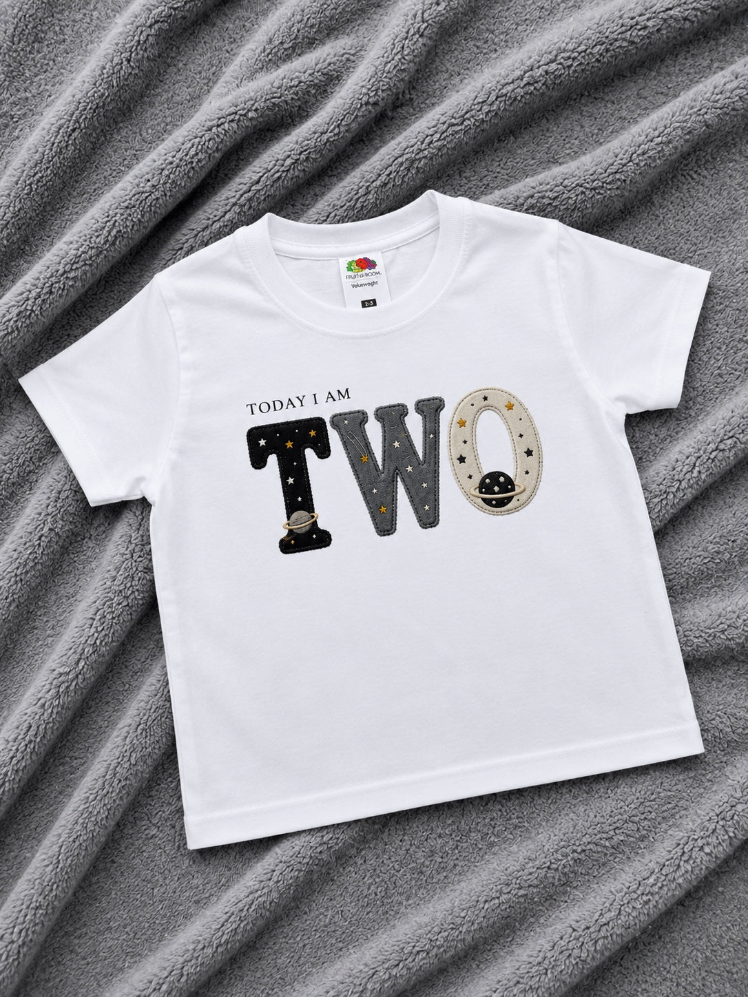 Today I Am Two Birthday T-Shirt Age 2-3 Years | Space Birthday Top