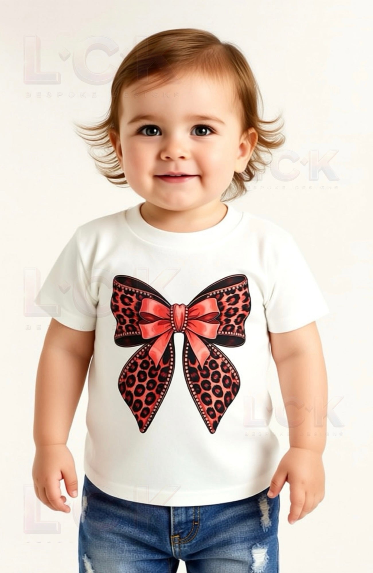 Leopard Bow Kids T-Shirt | Stylish Girls Leopard Print T-Shirt