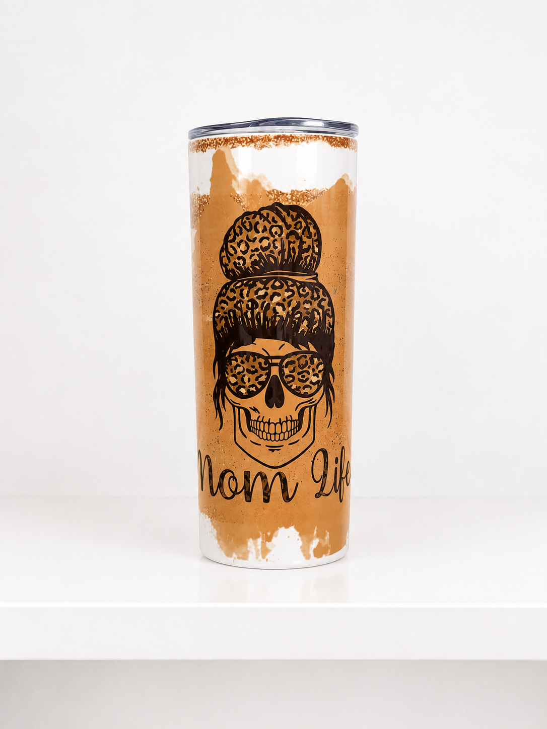 Mom Life 20oz Leopard Skull Tumbler | Trendy Coffee Cup for Mums