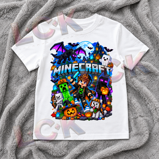 Minecraft Halloween Kids T-Shirt | Creeper & Pumpkin Halloween Top