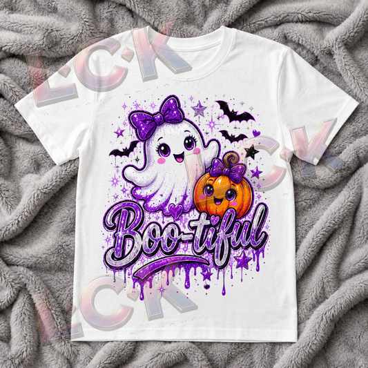 Boo-tiful Kids Halloween T-Shirt | Cute Ghost & Pumpkin Halloween Top