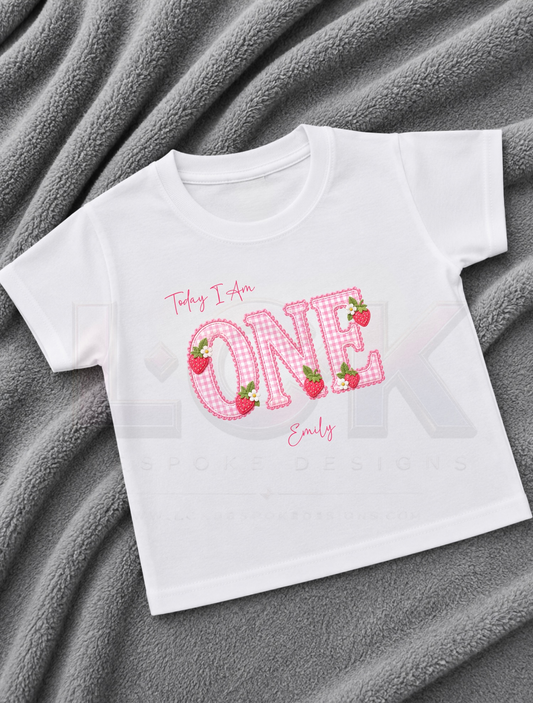 Personalised Strawberry Birthday T-Shirt | Custom Any Age Birthday Top