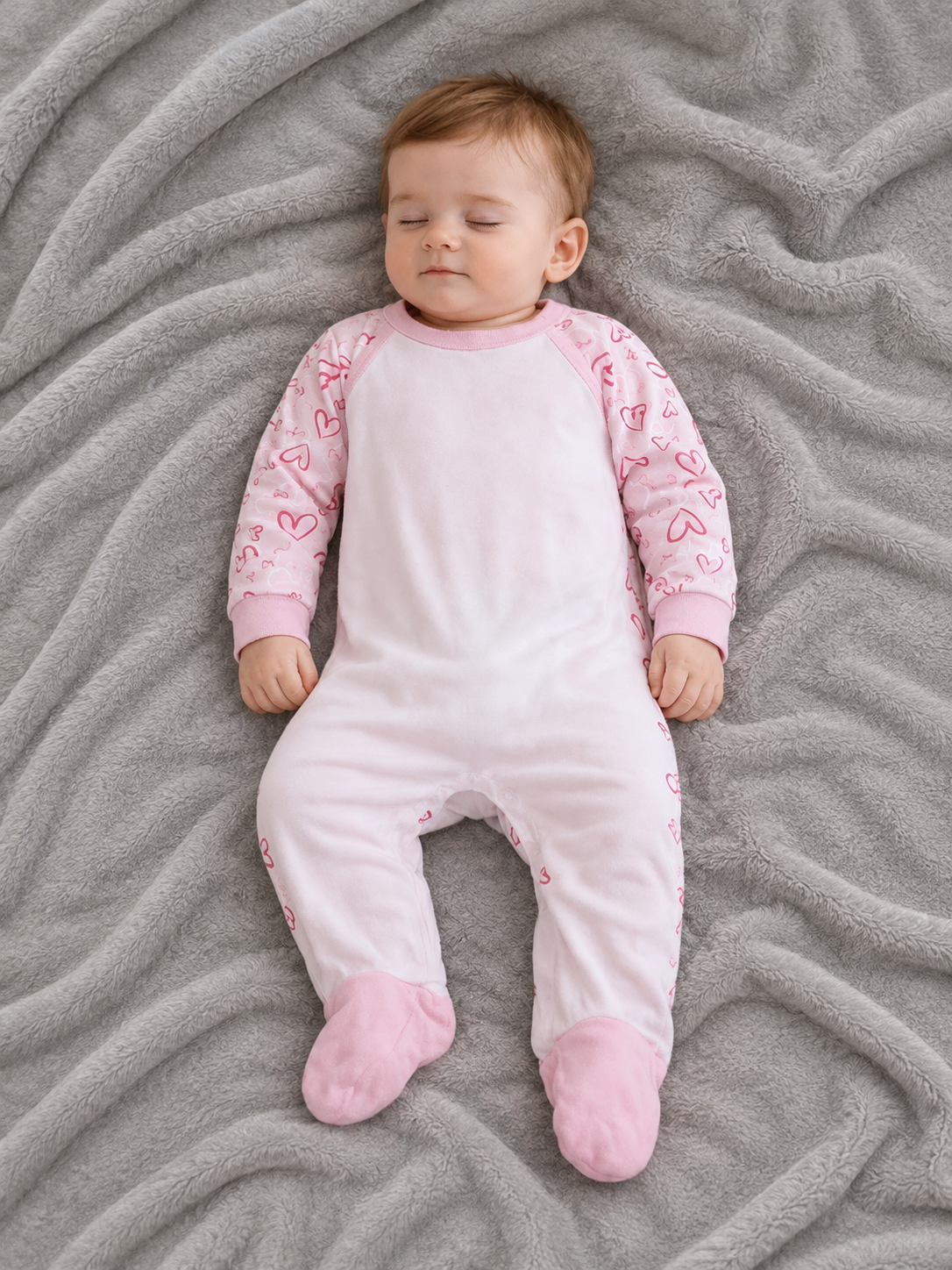 Personalised Pink Heart Romper Baby Pyjamas | Custom Kids Pyjamas