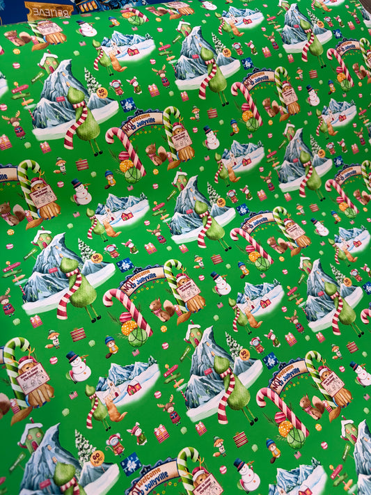 Jollyvilla Grinch-Inspired Christmas Wrapping Paper