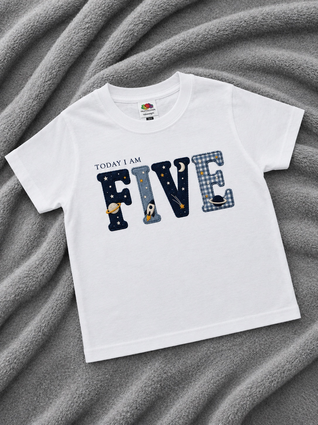 Today I Am Five Birthday T-Shirt | Space Themed 5th Birthday Top