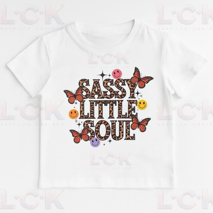 Sassy Little Soul Kids T-Shirt | Cute Leopard Print & Butterfly T-shirt