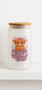 Just A Girl Who Loves Highland Cows Frosted Glass Can | Ready to Post | Highland Cow Glass Cup Gift for Her