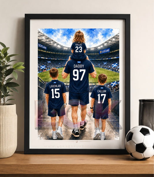 Personalised Watercolour Family Portrait | Custom Football Shirt Family Print