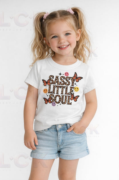 Sassy Little Soul Kids T-Shirt | Cute Leopard Print & Butterfly T-shirt