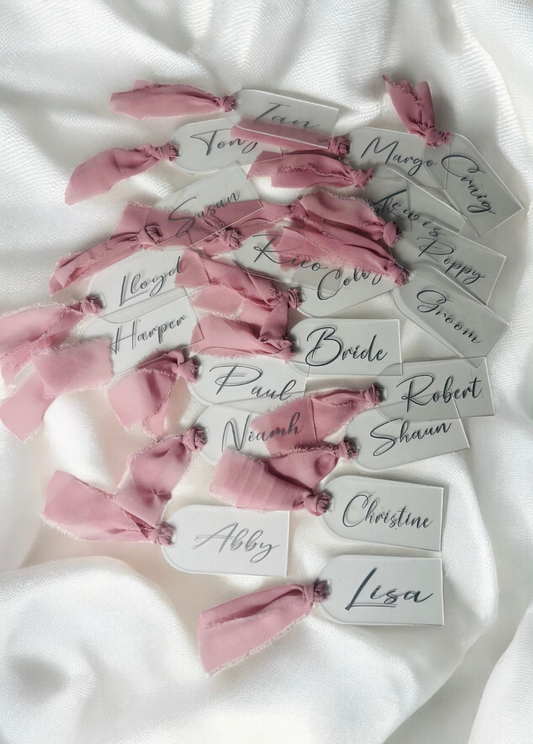 Personalised Wedding Table Name Tags | Acrylic Wedding Place Settings | Custom Wedding Deco