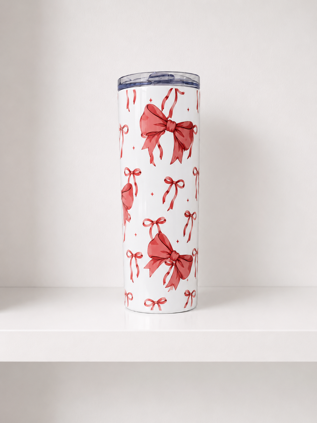 Pink Bow 20oz Skinny Tumbler | Ready to Post | Coquette Aesthetic Travel Cup Gift for Her