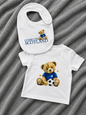 Scotland Teddy Bear Baby Top & Bib Set | 0-3 Months | Football Baby Gift | Ready to Post